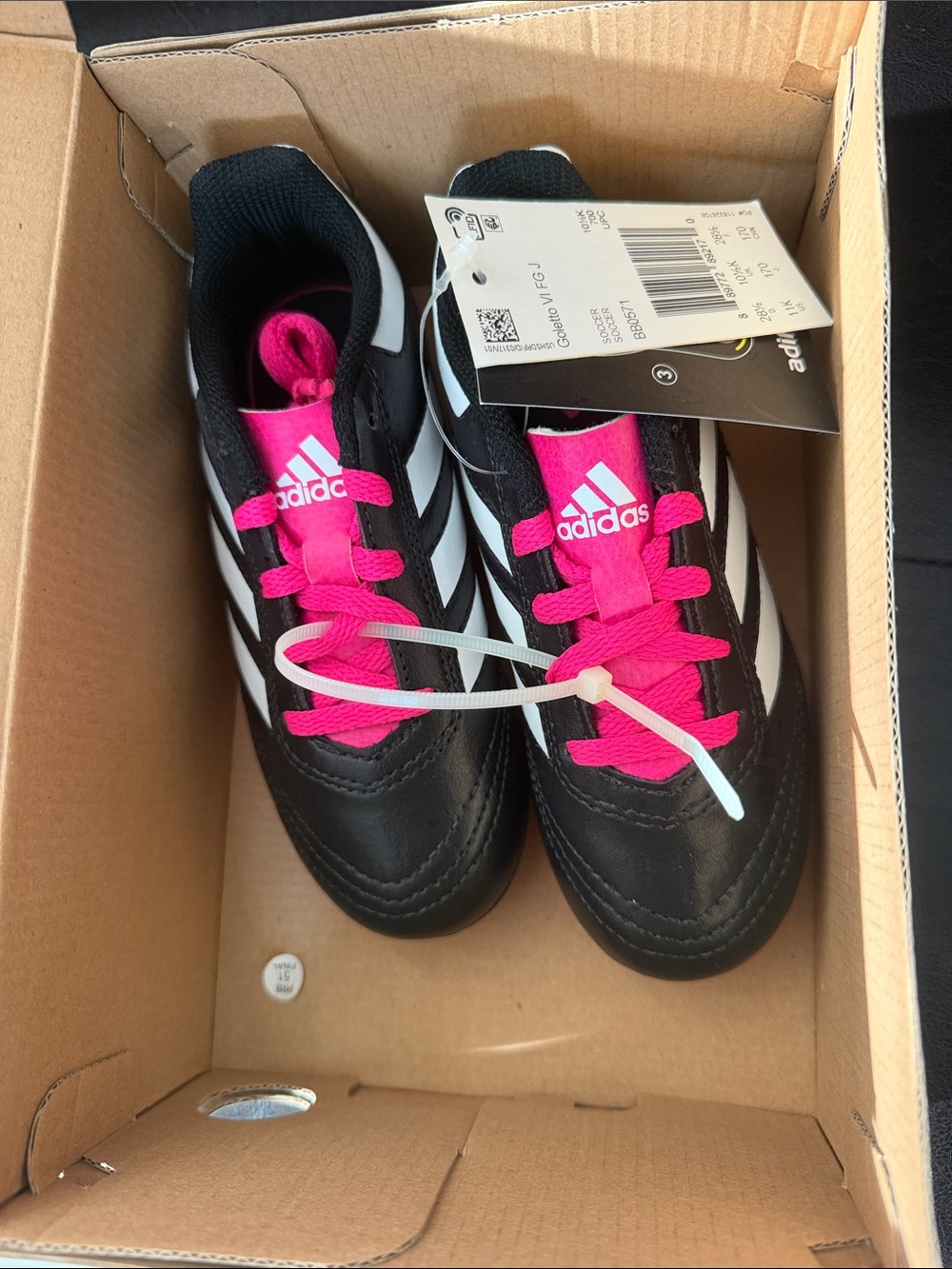 adidas Kids Black & Hot Pink Soccer Sneakers